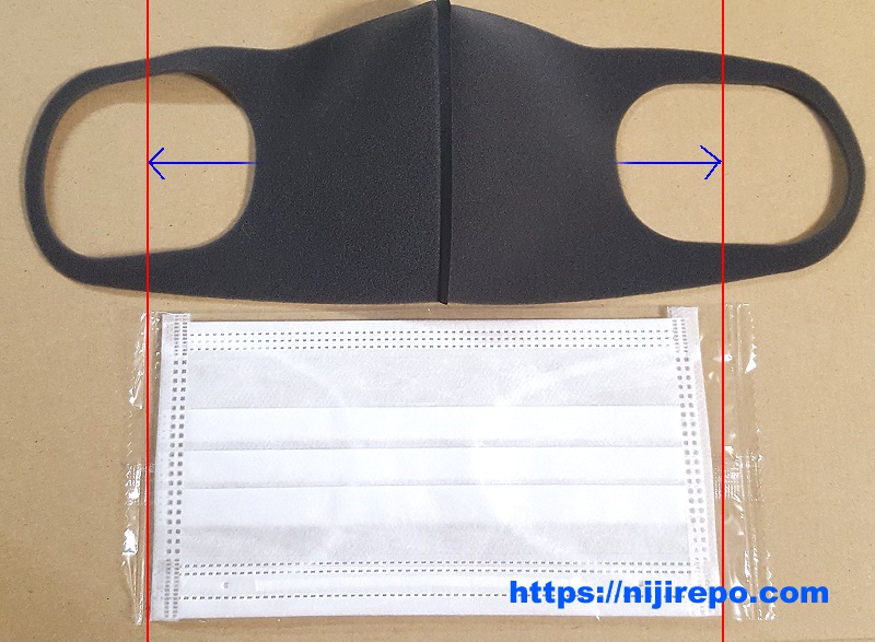 ピッタマスクと不織布マスクの大きさ比較
