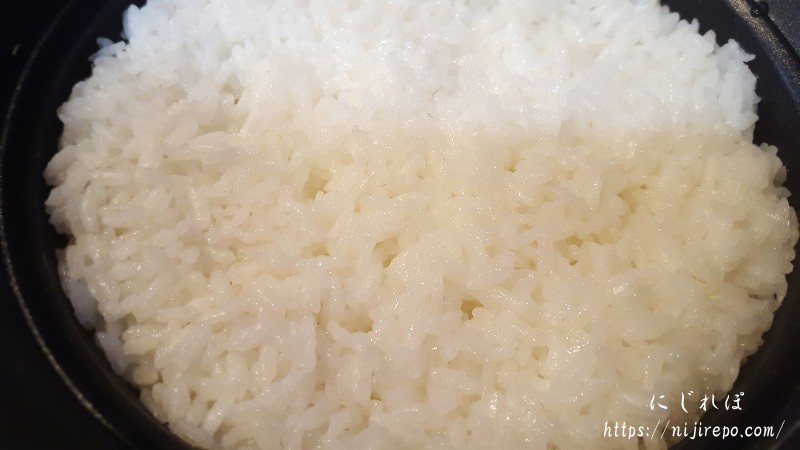 ニトリ一人鍋で炊いた米